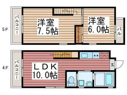 VITASERENA住吉(2LDK/4階)の間取り写真