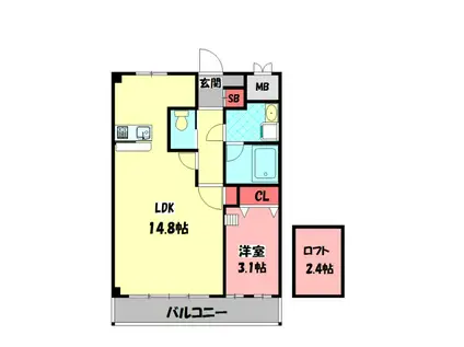 ルネス・プランドール守口(1LDK/4階)の間取り写真