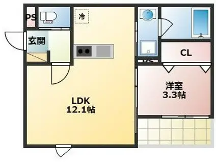 フルーム(1LDK/3階)の間取り写真