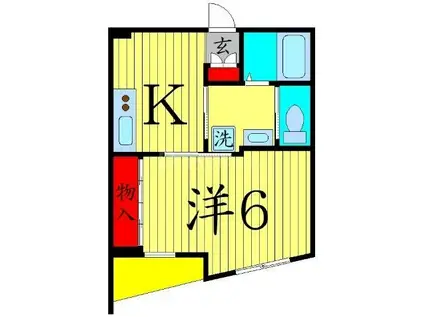 フリューゲル綾瀬(1K/3階)の間取り写真