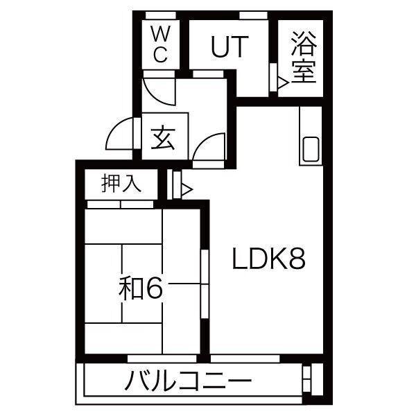アムールハイツ(1LDK/2階)の間取り写真