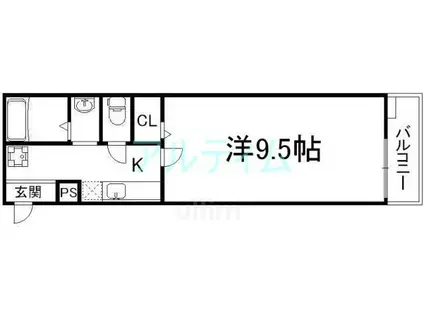 アークリード四条油小路(1K/3階)の間取り写真
