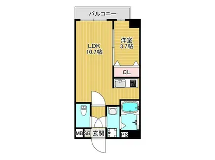 室見4丁目(1LDK/2階)の間取り写真