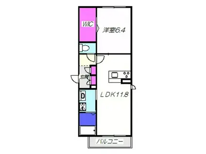 シャーメゾンオーク(1LDK/1階)の間取り写真