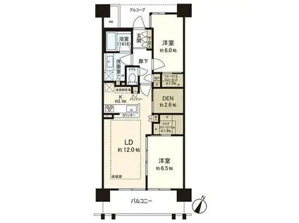 パークホームズ仙台中央(2LDK/19階)の間取り写真