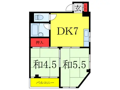 上青木コレクションハウス(2DK/3階)の間取り写真