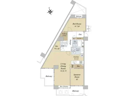 ソフィア調布染地公園(2LDK/3階)の間取り写真