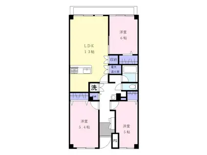 小手指ハイツC棟(3LDK/2階)の間取り写真