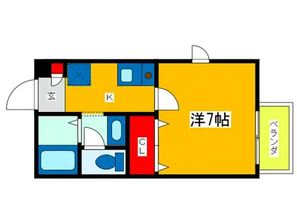 カームランド(1K/2階)の間取り写真