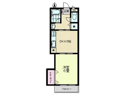 サニィ・プレイス(1DK/1階)の間取り写真