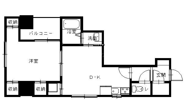 クオーレ賑町(1DK/9階)の間取り写真