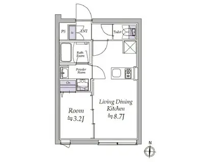 アトリオフラッツ清澄白河(1LDK/2階)の間取り写真