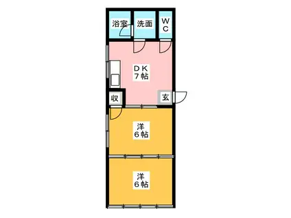 ダイムビル白子 A棟(2DK/2階)の間取り写真