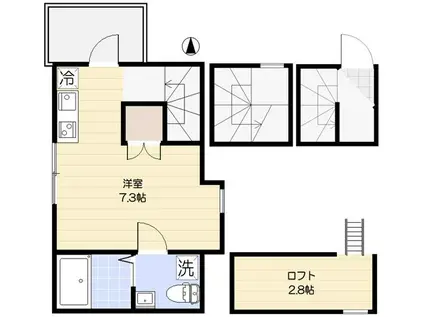 ヒルテラス神楽坂(ワンルーム/3階)の間取り写真