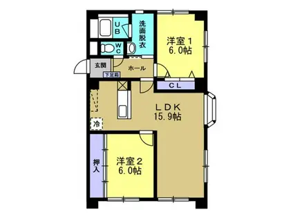 ニューパークメゾン半田(2LDK/3階)の間取り写真