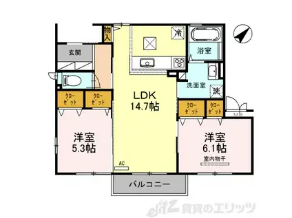 アレグリーア(2LDK/1階)の間取り写真