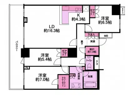 THE KOSUGI TOWER(3LDK/17階)の間取り写真