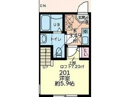 TINA 小田急相模原(1K/1階)の間取り写真