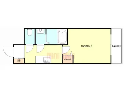 スプランディッドV(1K/4階)の間取り写真