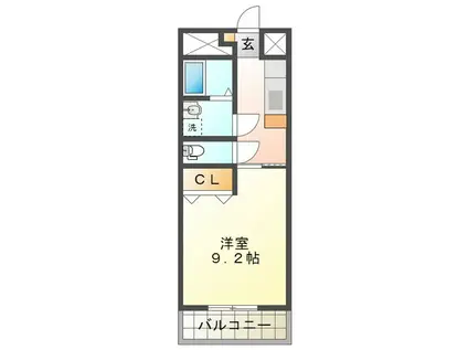 シンフォニー利平治上浜(1K/4階)の間取り写真