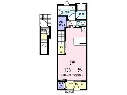 ヴィラージュ・ツボノIII(ワンルーム/2階)の間取り写真