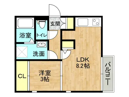 ダイバーシティ本荘(1LDK/2階)の間取り写真