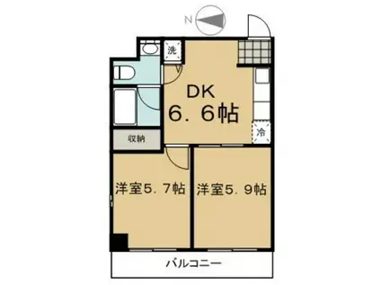 レジティ八王子(1LDK/4階)の間取り写真