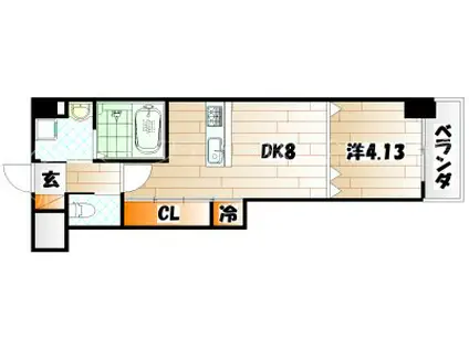 スマート到津(1LDK/8階)の間取り写真