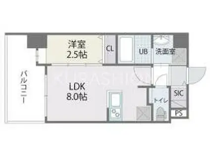 アルティザ博多ミッドシティ(1LDK/8階)の間取り写真