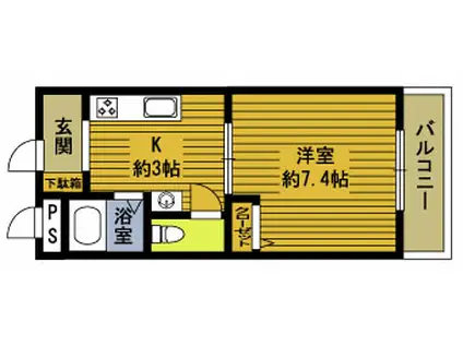 SINCA ハーバーライト・F(1K/2階)の間取り写真