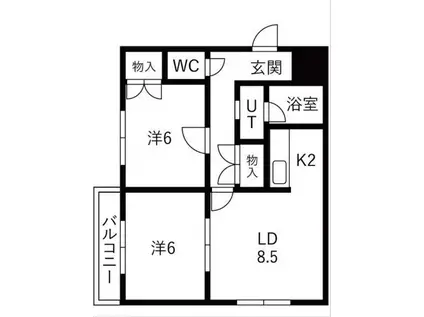 ロードリバー平和通(2LDK/5階)の間取り写真