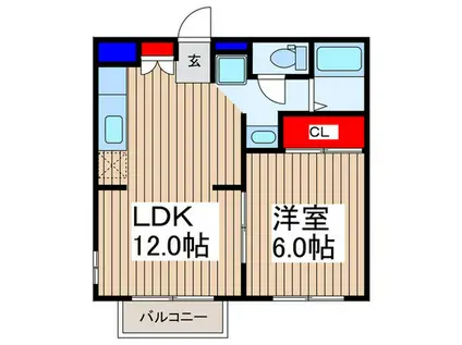 RYU四番館A棟(1LDK/2階)の間取り写真