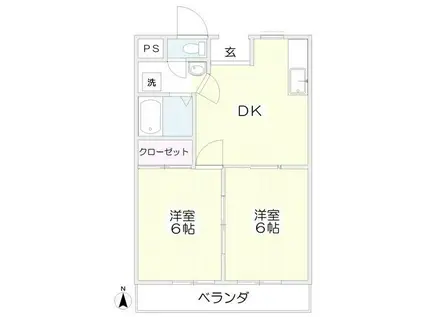 グランディール横山(2DK/2階)の間取り写真