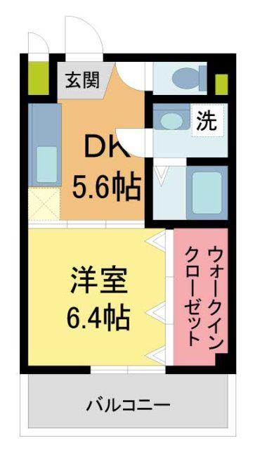 ELEGANTE宝塚(1DK/4階)の間取り写真