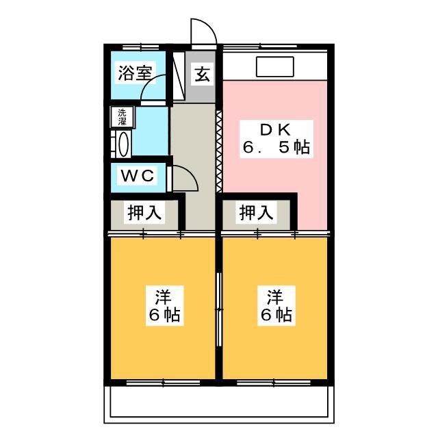 湯田ハイツ(2DK/1階)の間取り写真