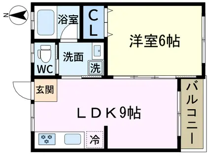 アーバンノナカ(1LDK/2階)の間取り写真