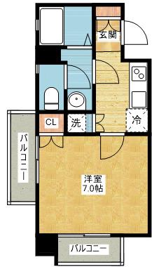 リエス鶴舞ウエスト TOWER(1K/7階)の間取り写真