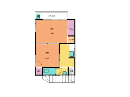 天満町高畠(2K/2階)の間取り写真