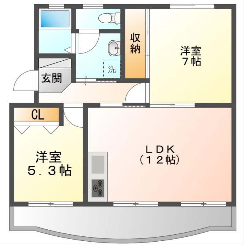 メゾン梨野(2LDK/3階)の間取り写真