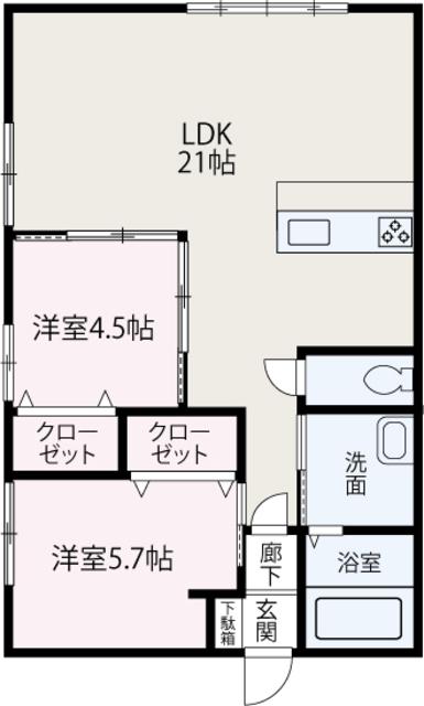みよし台310ビル(2LDK/2階)の間取り写真