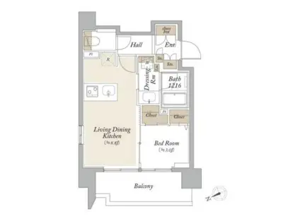 オーキッドレジデンス芝浦(1LDK/3階)の間取り写真