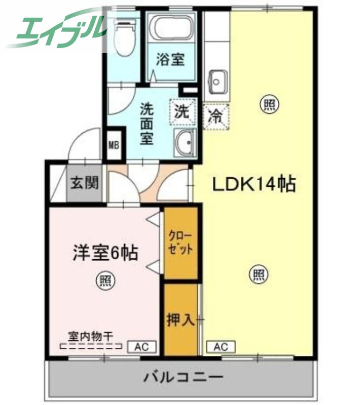 レコルト福田I(1LDK/3階)の間取り写真