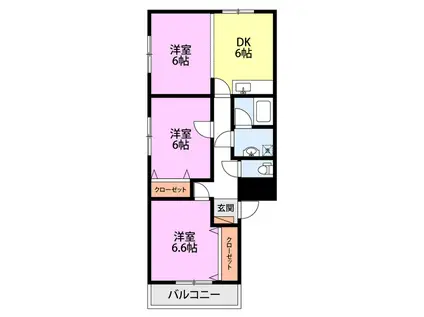 ベルローズ(3DK/3階)の間取り写真