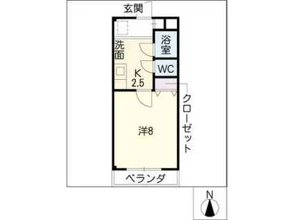 グランドール21(1K/1階)の間取り写真