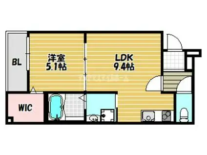 フジパレス鴻池新田I番館(1LDK/1階)の間取り写真