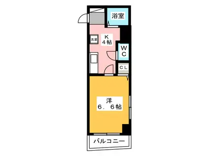 スカイパーク(1K/2階)の間取り写真