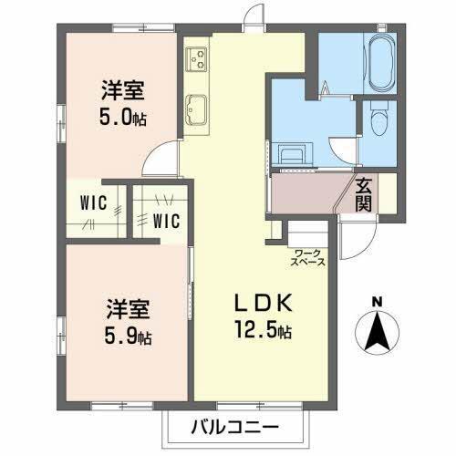 コスモスハイツE(2LDK/1階)の間取り写真