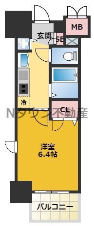 プレサンス鶴舞公園ウエスト(1K/11階)の間取り写真