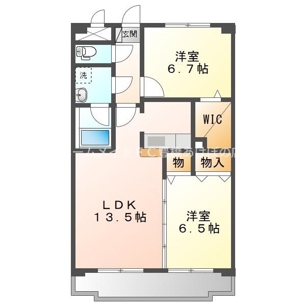 グランドゥール(2LDK/2階)の間取り写真