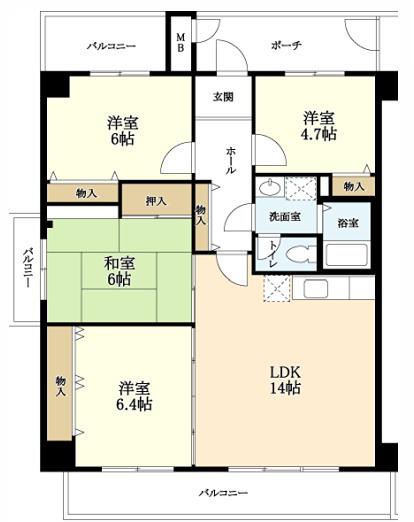 セレコート上山手(4LDK/2階)の間取り写真